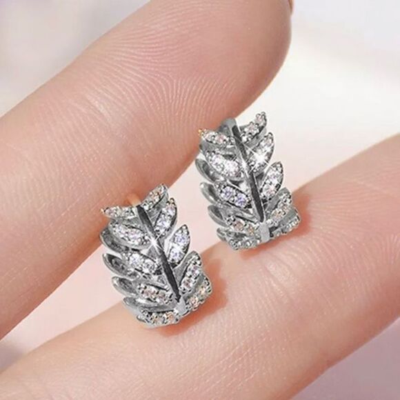 The Eternal Leaf Silver earring’s  in 925 and cubic zirconia - Picture 1 of 3